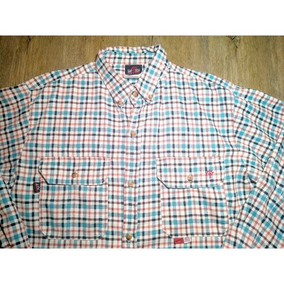 SAF-TECH Men's XL Checkered HRC 2, Flame Resistant, Work Wear Button Down Shirt - Picture 2 of 8